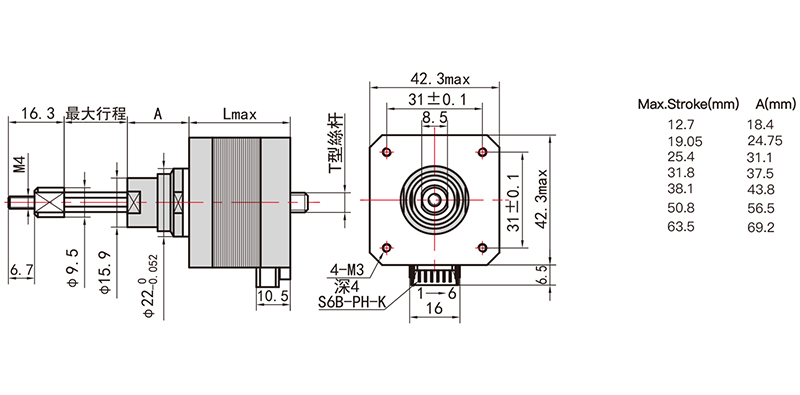 42mm系列固定軸式直線步進(jìn)電機-17HS48A